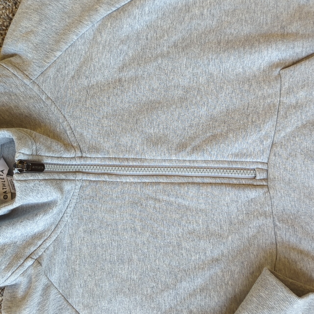 Athleta Easy Fleece 1/4 Zip Hoodie - Grey Heather S - Picture 2 of 7